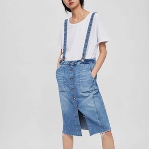 ZARA DENIM SKIRT WITH SUSPENDERS